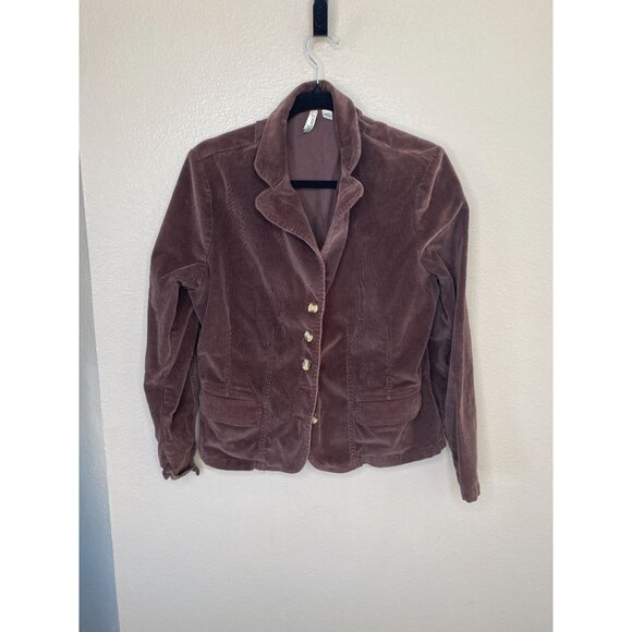 St. Johns Bay Stretch Womens Brown Corduroy Blazer Jacket Large  Button Front - Picture 1 of 6